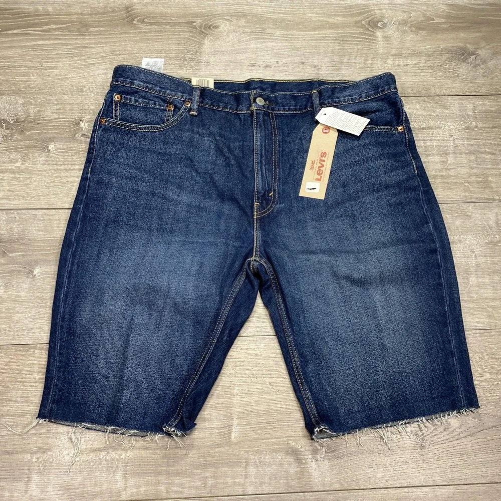 Levis 511 Shorts Mens‎ 42 Blue Denim Slim Fit Cutoff Raw Hem Jean Distressed